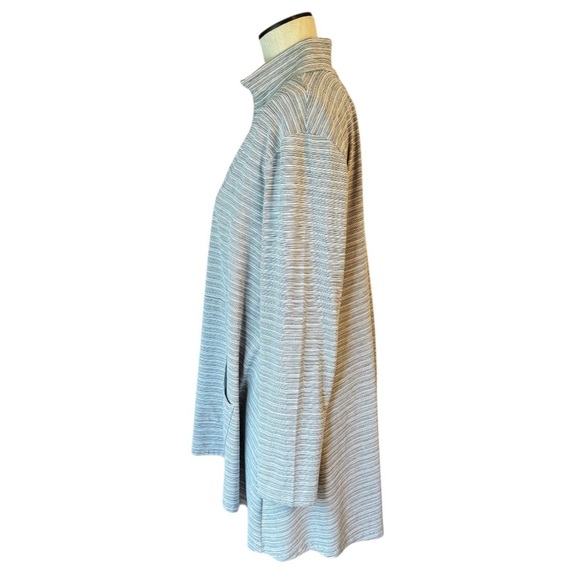Kozan Women’s Double Zip Gray Pinstripe Flowy Longline Knit Jane Jacket Size L - Picture 3 of 9